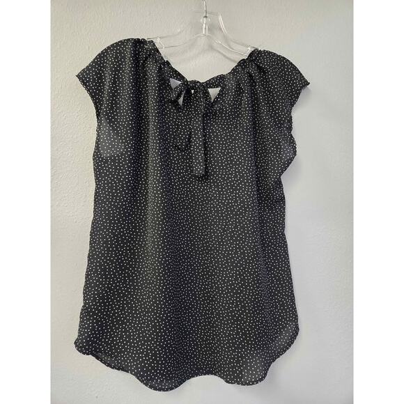 LC Lauren Conrad Black White Polka Dot Blouse Top Size Small Ruffle - Picture 5 of 5